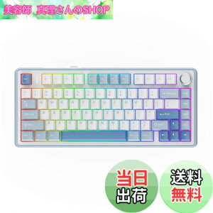 �y���������zEPOMAKER x Aula F75 �Q�[�~���O�L�[�{�[�h �K�X�P�b�g ���J�j�J���L�[�{�[�h 5�w�p�b�h���m�u�t�� 75% ���C�����X �z�b�g�X���b�p�u�� Bluetooth/2.4GHz/USB-C RGB �Z�K�F�؎擾 (Sea Salt Blue, L