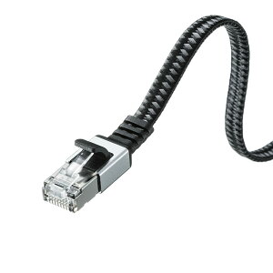 �y���������z�T�����T�v���C LAN�P�[�u�� CAT6A ���b�V���t���b�g ���^���R�l�N�^ 10Gbps/500MHz �M�K�r�b�g �C�[�T�l�b�g�P�[�u�� �c���܂�h�~ RJ45�R�l�N�^ (15m) �u���b�N&�O���[ KB-FL6AME-15BK