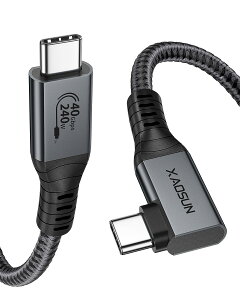 �y���������zXAOSUN USB4 �P�[�u�� Thunderbolt 4 �Ή� 0.3M L���^ 240W�[�d USB-IF�F�� 40Gbps�f�[�^�]�� 8K@60Hz�f���o�� MacBook Pro iPad Pro Type c���@��Ή� �O���[