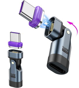 �y���������zxuanli USB C �}�O�l�b�g �A�_�v�^ L���A180°��] �^�C�vc �}�O�l�b�g�A240W PD�}���[�d �}�O�l�b�g�R�l�N�^�A480Mbps �����f�[�^�]�� �}�O�l�b�g�[�q �^�C�vc�AType-C �}�O�l�b�g �A�_�v