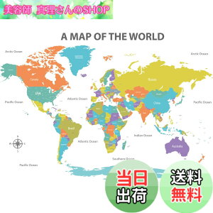 �y���������zDECOWALL DL3-2302 ���� �J���[�t�� ���E�n�} �E�H�[���X�e�b�J�[ (152x105 cm) �f�R �c�t�� �ۈ牀 �q������ DIY�p �Ǔ]�� �V�[�� �E�H�[���A�[�g �V�[�� �j�̎q ���̎q ���ǂ� �o�X���[