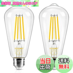 �y���������zDiCUNO LED�d�� E26���� 60W�`���� 6W �d���F �G�W�\���d�� 700lm 2700K �t�B�������g�d�� �N���A�^�C�v �S���� ���g�� ST64 �������Ή� 2��