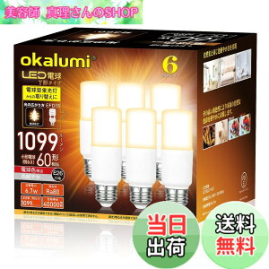 �y���������z�yE26�zOKALUMI LED�d�� T�`�^�C�v �������a26mm 60w/100w�`���� �d���F 1099���[���� (6.7W) ��ʓd���ET�`�^�C�v �����Ή� 6�Z�b�g�y�K�i���������s�z