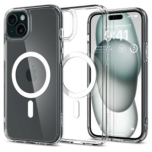 �y���������zSpigen �y�n��18�N�̋Z�p�́z iPhone 15 Plus �P�[�X �N���A MagSafe�Ή� �ČRMIL�K�i �E���g���E�n�C�u���b�h�E�}�O�t�B�b�g ACS06660 (�z���C�g)