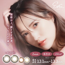 ＼新色登場！／カラコン【当日発送】 Eve 2week 1箱 6枚入 度あり 度なし イブ 2ウィーク カラーコンタクト 自然 水光 フチあり 色素薄い 大人 綺麗 ベージュ グレージュ ココア キャラメル ブラウン ナチュラル 普段使い 抜け感 美瞳 14.2mm 14.1mm 2週間 使い捨て 好印象