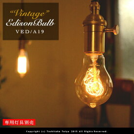 ビンテージエジソン球 VINTAGE EDISON BULB [A-shape] E26/40W カーボン電球 レトロ アンティーク フィラメント 電球 お洒落 照明 (s) 可愛い 玄関 階段 廊下 トイレ 店舗デザイン エジソンバルブ Aシェイプ カーボン 口金 ツイストブラウンコード別売(2-2