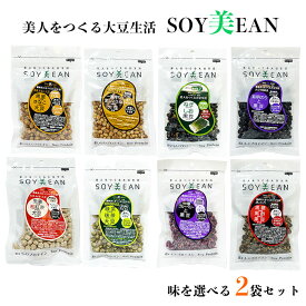送料無料 【大豆菓子 2袋セット 】大豆生活 soy美ean ソイビーン 黒蜜きなこ 一番搾り生しょうゆ ねぎしお 有明のり 生姜 和紅茶 緑茶大豆 ブルーベリー 黒糖黒酢 大豆 黒豆 麗人豆本舗 宮本邦製菓 食物繊維 鉄分 カルシウム 茶菓子 ばらまき シェア 敬老 父 母 ギフト