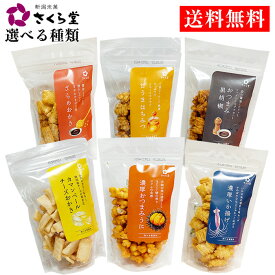 送料無料 【さくら堂 おかき 選べる種類】ざらめおかき 甘うまはちみつ カマンベールチーズ 黒胡椒 濃厚いか揚げ 濃厚おつまみうに / おつまみ ジップ付き 父の日 母の日 敬老の日 日本製 国内生産 新潟 土産 手土産 おかき あられ