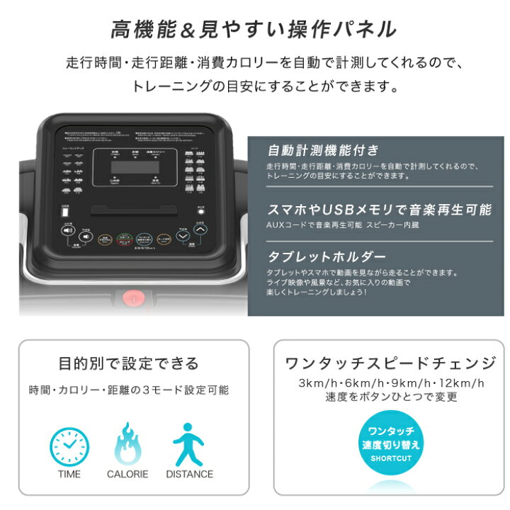 楽天市場】□4/17迄 最大2,000円OFF□ ルームランナー MAX16km/h 