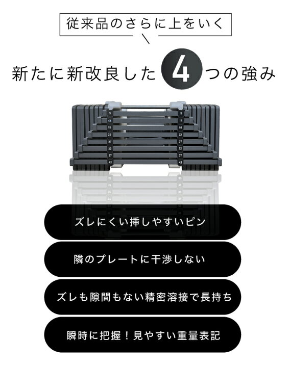 楽天市場】可変式ダンベル 2個セット 23kg 42kg シャフト単品 重量調節 