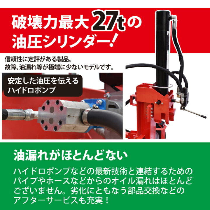 楽天市場】【努力価格】 薪割り機 薪割機 エンジン式 27t ログ 