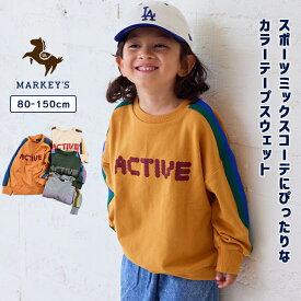 【SALE／29%OFF】カラーテープスウェット 子供服 綿100% キッズ ベビー 男の子 女の子 トップス 長袖 トレーナー 2025AW