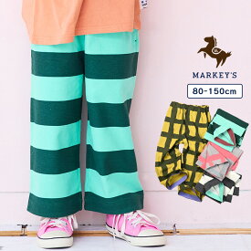 【スパセ限定SALE!!／70％OFF】【親子お揃い】総柄9分丈パンツ（80〜150cm） マーキーズ 子供服 キッズ ベビー 男の子 女の子 パンツ ロングパンツ 総柄 ボーダー チェック 2025AW