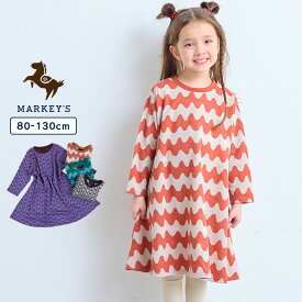 【MORE SALE／30%OFF】総柄ジャガードワンピース マーキーズ 子供服 綿100% キッズ ベビー 女の子 スカート 2025AW
