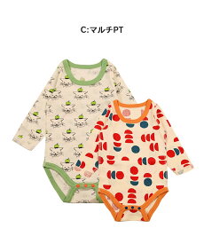 2P 長袖ボディシャツ マーキーズ markeys 子供服 キッズ ベビー 男の子 女の子 ロンパース カバーオール 総柄　イラスト 肌着 出産祝い プレゼント 2024AW【メール便対象／日時指定不可】