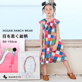 総柄フレアーカラーワンピース マーキーズ 子供服 キッズ ベビー 女の子 ワンピース ノースリーブ 2024SS