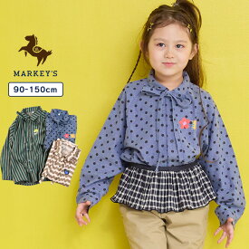 【SALE／30%OFF】リボンタイラグランシャツマーキーズ 子供服 綿100% キッズ ベビー 男の子 女の子 トップス シャツ かわいい りぼん セットアップ対応 2025AW