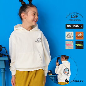 【TIME SALE／65%OFF】【アウトレット】裏毛プリントパーカー マーキーズ 子供服 キッズ ベビー 男の子 女の子 トップス 長袖 トレーナー スウェット プリント　フード 小学校 通園通学 2024AW