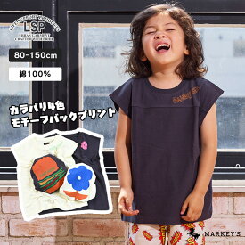 モチーフフットボールTシャツマーキーズ 子供服 キッズ ベビー 男の子 女の子 トップス タンクトップ バックプリント 2025SS 【メール便対象／日時指定不可】