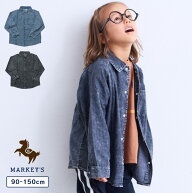 デニムラグランシャツ キッズ シャツ 長袖 子供服 男の子 女の子 ベビー｜トップス マーキーズ 26AW