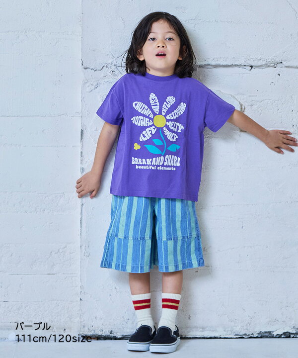 Axumity Kid 幼児 赤ちゃん 女の子 服 カラーブロック プリント 半袖 Tシャツ サマーショーツセット Ｔシャツ キッズ パロディプリント キャラクター FUN! FUN! FUN! プリントTシャツ 半袖 ベビー オーシャンアンドグラウンド  OCEAN&GROUND 4616102