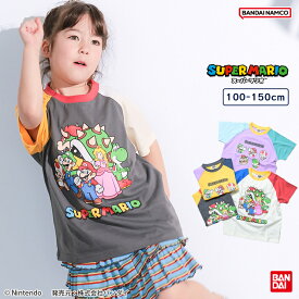 【SALE／50%OFF】【別注】SUPER MARIO マルチカラープリントTシャツ 子供服 キッズ ベビー 男の子 女の子 トップス Tシャツ 半袖 2026SS【メール便対象／日時指定不可】