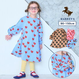 総柄フリルスリーブワンピース マーキーズ 子供服 綿100% キッズ ベビー 女の子 スカート 2025AW