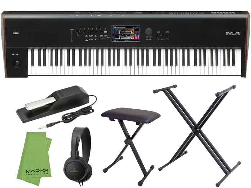 Yamaha MX88 88-Key Music Synthesizer Complete Bundle with Heavy Duty Z-Style Keyboard Stand and Folding X-Style Piano Bench 