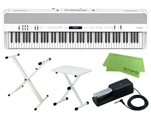 Roland FP-90X-WH + キーボードスタンド + チェア + マークスミュージック オリジナルクロス セット デジタルピアノ