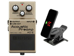 BOSS �{�X Acoustic Preamp AD-2 + KORG Pitchclip 2 PC-2�@�R���p�N�g�G�t�F�N�^�[
