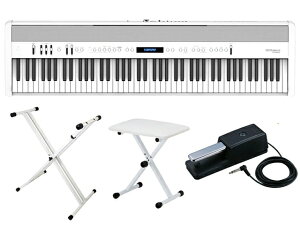 Roland ���[�����h FP-60X-WH + �L�[�{�[�h�X�^���h + �`�F�A �Z�b�g�@�f�W�^���s�A�m