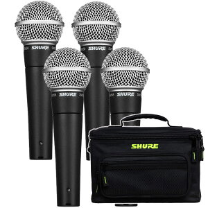 �y4�{���[�P�[�X�t���L�����y�[���zSHURE SM58-LCE 4�{�Z�b�g�@�_�C�i�~�b�N�}�C�N