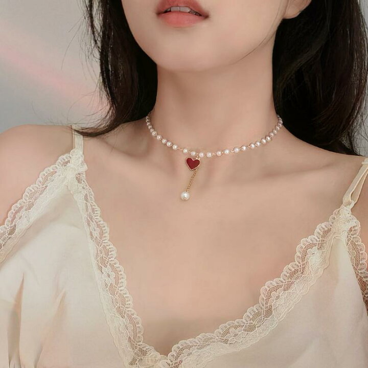 ハートキャッチパールネックレス | オリジナルアクセサリー通販サイト enjoueel【アンジュエール】 チャンキーパールハートヒトデチャームチョーカーネックレスバロックイレギュラーイミテーションパールネックレス誕生日ウェディングジュエリ