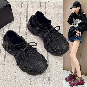 ソックス スニーカー レディース メンズ ランニング シューズ 韓国系 快適 軽量 柔らかい 厚底 運動靴 フライング 織り スポーツ ウォーキング ジム フィットネス 靴下 ニット生地 異素材mix