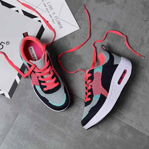 スニーカー カラフル 大人カラー エアクッション 厚底 レディース スポーツ シューズ 黒 ブラック グレー ピンク オレンジ 紺色 ネイビー ダークカラー メッシュ 通気性 きれいめ 運動靴 痛