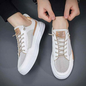 白 スニーカー メンズ メッシュ 通気性 透け感 バイカラー 運動靴 韓国系 フラット おしゃれ 春スニーカー 夏スニーカー ホワイト 肌見せ 涼しげ 爽快 個性的 青 ブルー グレー カーキ 網網