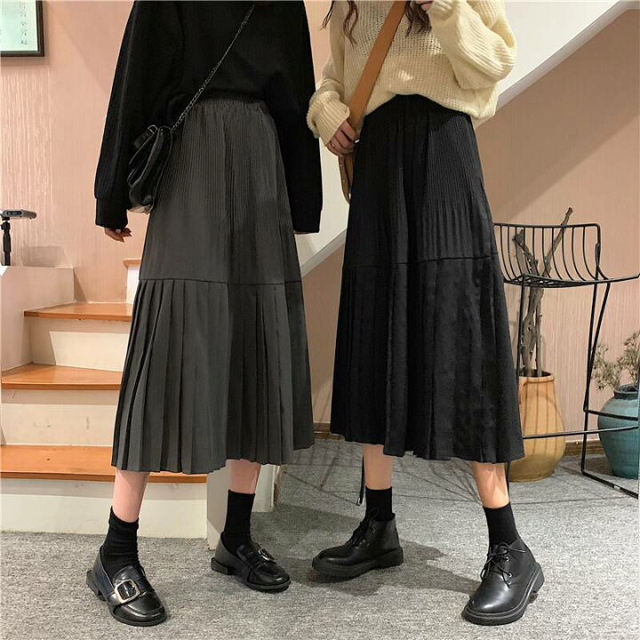 楽天市場 ロングスカート プリーツスカート スカート ボトムス レディース 春 秋 冬 10代 代 30代 Aライン フレア プリーツ 切り替え スカート ハイウエスト ロング 無地 ギャザー ブラック 黒 グレー カジュアル 着回し ガーリー 女子力 おしゃれ 綺麗め スカート