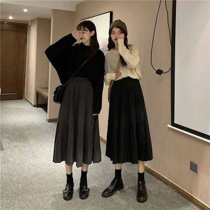 楽天市場 ロングスカート プリーツスカート スカート ボトムス レディース 春 秋 冬 10代 代 30代 Aライン フレア プリーツ 切り替え スカート ハイウエスト ロング 無地 ギャザー ブラック 黒 グレー カジュアル 着回し ガーリー 女子力 おしゃれ 綺麗め スカート