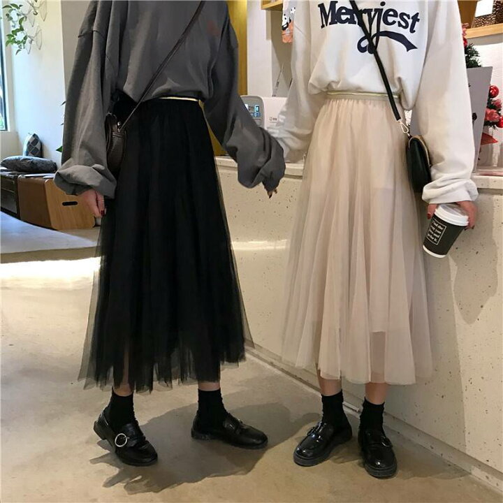 楽天市場 チュールスカート ロングスカート レディース スカート ボトムス 春 夏 秋 10代 代 30代 おしゃれ かわいい ミモレ丈 スカート コーデ Aライン フレア プリーツ ハイウエスト アプリコット ベージュ ブラック 黒 無地 ふんわり 可愛い ガーリー カジュアル