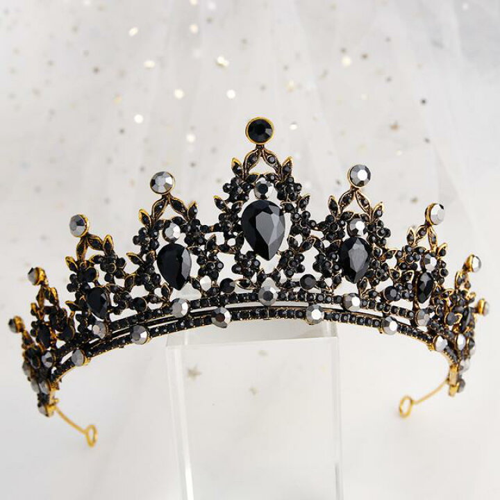 楽天市場 ウェディング ヘッドドレス アクセサリー ティアラ 王冠 クラウン 黒 6種類 ダイア風 真珠 パール ラインストーン カラーストーン ブラック 黒 結婚式 二次会 花嫁 ブライダル 髪飾り ヘッド アクセ おしゃれ 上品 かわいい ゴールド 合金 シック エレガント
