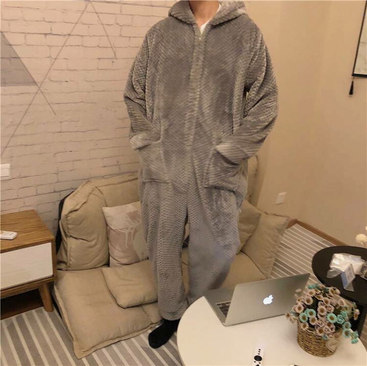 楽天市場 モコモコ ルームウェア レディース メンズ カップル コーデ もこもこ かわいい 秋冬 うさぎ パジャマ ジャンプスーツ 寝巻き 部屋着 ホームウェア 前開き フード付き ウサギ 耳付き 大人可愛い 暖かい オールインワン 着ぐるみ コスプレ パンツ インスタ映え