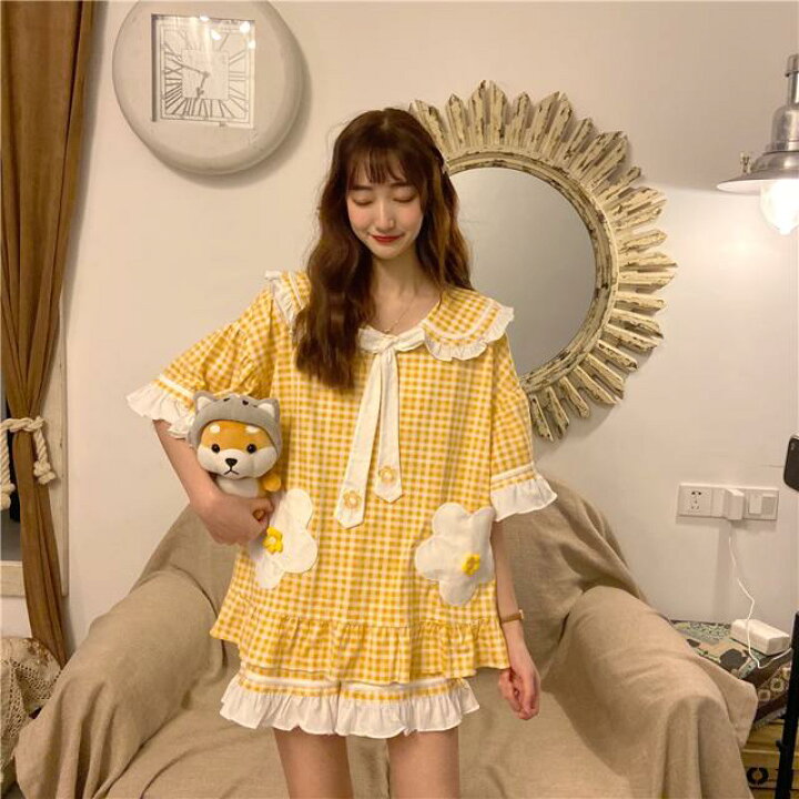 楽天市場 ルームウェア レディース 可愛い 上下セット ワンピース ショートパンツ パジャマ レディース かわいい 半袖 春 夏 部屋着 寝巻き 上下セット 半袖 ワンピース パンツ ショート丈 チェック柄 黄色 フリル リボン レース ガーリー 女の子 ルーム アイテム 楽天市場 ルームウェア レディース 可愛い 上下セット ワンピース ショートパンツ パジャマ レディース かわいい 半袖 春 夏 部屋着 寝巻き 上下セット 半袖 ワンピース パンツ ショート丈 チェック柄 黄色 フリル リボン レース ガーリー 女の子 ルーム アイテム