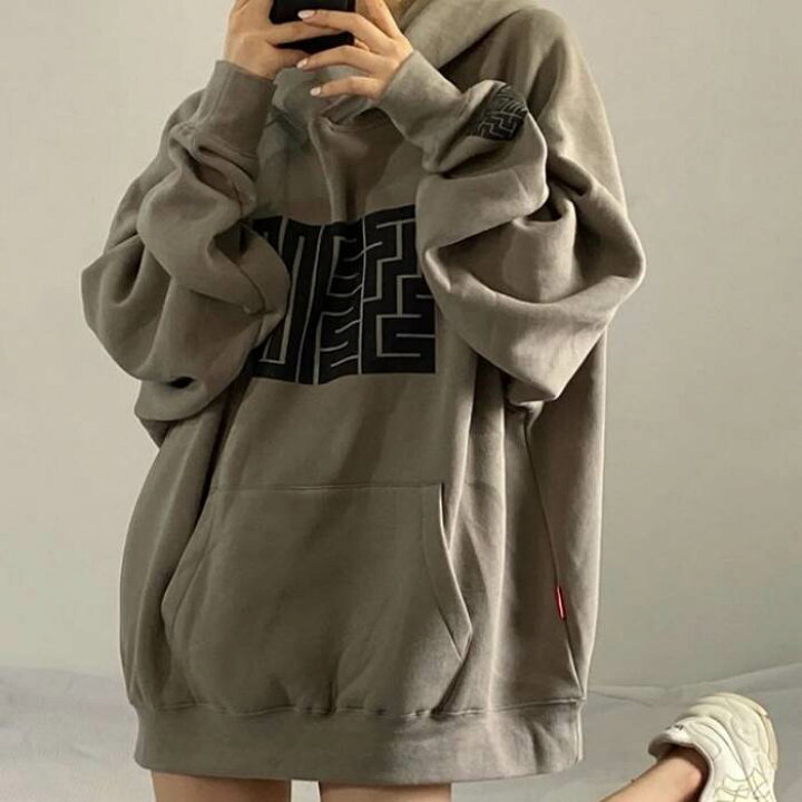 楽天市場 トップス レディース トレーナー パーカー 茶 カーキー 長袖 ロゴ 大人可愛い かっこいい おしゃれ カジュアル こなれ感 ゆったり インスタ映え ｍ L Xl 秋 冬 10代 代 30代 通勤 学生 女子会 休日 普段使い お揃い 双子 韓国 ファッション