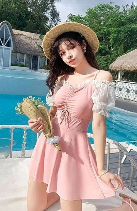 海外正規品】 袖 水着 レディース ガーリー おしゃれ 韓国 ワンピース シフォン 水着 レディース ガーリー 袖 シフォン おしゃれ 韓国 ワンピース