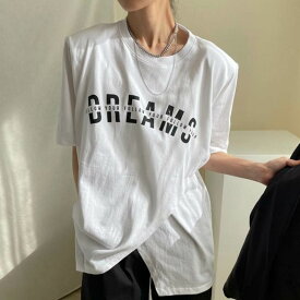 2色 トップス Tシャツ スポーティ 個性的 半袖 お姉さん ロゴ カッコイイ カジュアル クール 着回し ゆったりめ スタイリッシュ モテる 着痩せ レディース ワンサイズ フリーサイズ ホワイト ブラック 白 黒 春 夏 スプリング サマー おしゃれ デート 大人可愛い お出かけ