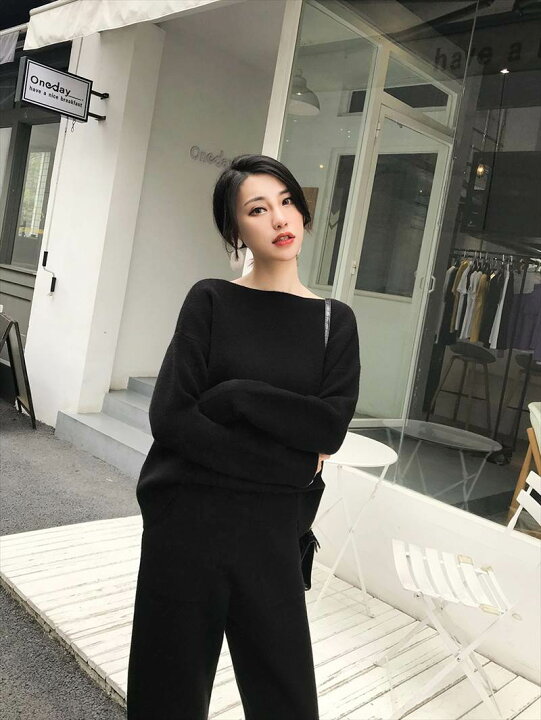 6色 セットアップ スウェット ジャージ ポケット シンプル パンツ アンクル丈 上下セット 2点セット 長袖 クルーネック プルオーバー ショート丈 茶 黒 ライトブラウン ブラック 大人可愛い かっこいい おしゃれ カジュアル こなれ感 インスタ映え 春 夏 秋 10 ... 即日発送! ジャージセットアップ かわいい 韓国 ラフ ジャージ