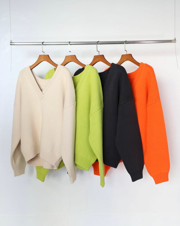 ambergleam リブニットセーター 楽天市場】AMBERGLEAM Cotton V neck 