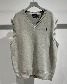 POLO RALPH LAUREN BIG FIT VESTビッグ フィット ベスト（LT GRAY）BIGシルエット BIGニット24SS ユニセックス 大人気アイテム