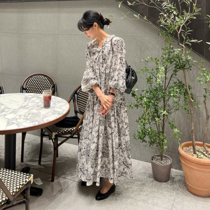 楽天市場】花柄ワンピース 大人ワンピース レトロワンピース ボウタイ 