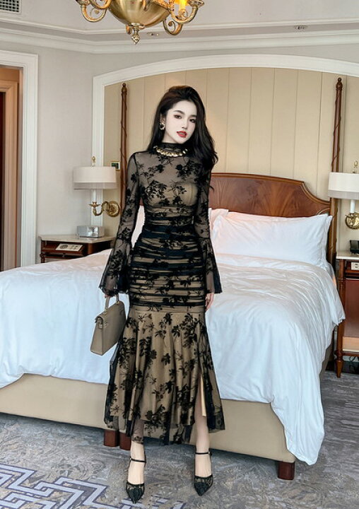 楽天市場】パーティードレス 韓国 お呼ばれドレス 結婚式 タイトドレス 